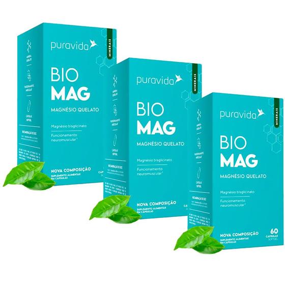 Imagem de Kit 3x Bio Mag - Magnésio Quelato - 60 Capsulas cada - Pura Vida