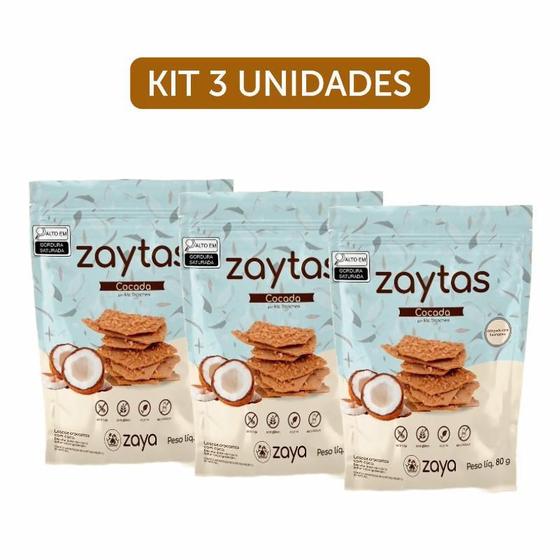 Imagem de Kit 3X: Biscoito Zaytas Cocada Sem Glúten Zaya 80G