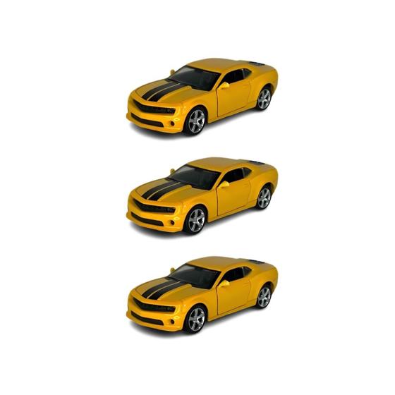 Imagem de Kit 3x Brinquedo Camaro Colecionável Amarelo - AP TOYS