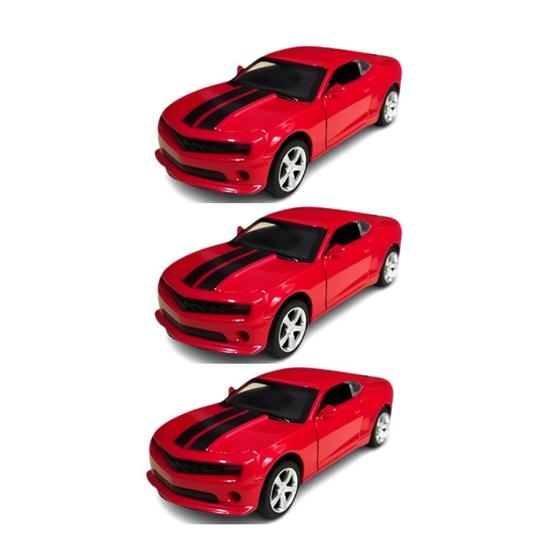 Imagem de Kit 3x Brinquedo Camaro Colecionável Vermelho - AP TOYS