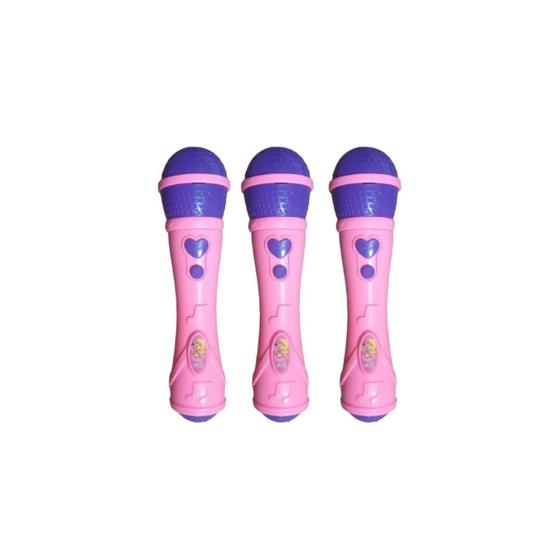 Imagem de Kit 3x Brinquedo Microfone Musical Infantil Rosa - AP TOYS