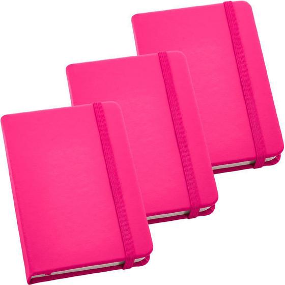 Imagem de Kit 3x Caderneta de Anotações 9x14cm 80 Fls Sem Pauta Rosa