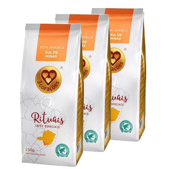 Kit 3x Café Torrado e Moído 100% Arábica Sul de Minas 250g Menor preço em Kit 3x Café Torrado e Moído 100% Arábica Sul de Minas 250g