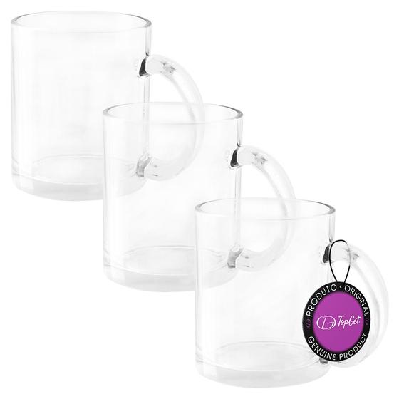 Imagem de Kit 3x Canecas em Vidro 350 ml ClearMug TopGet