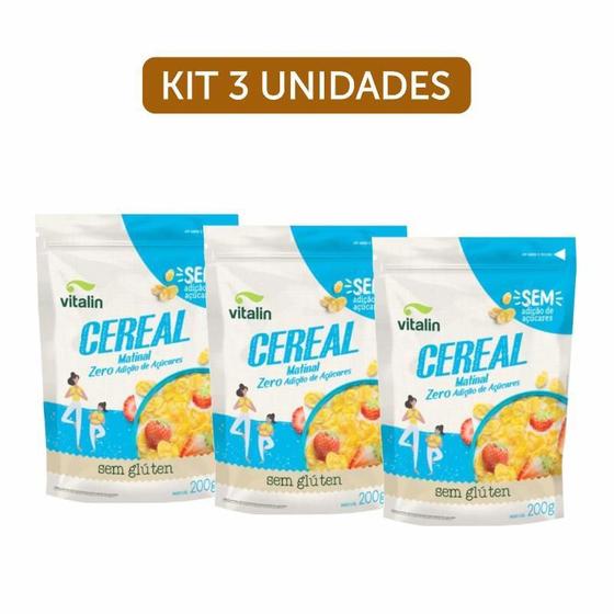 Imagem de Kit 3X: Cereal Matinal Zero Açúcar Sem Glúten Vegano Vitalin