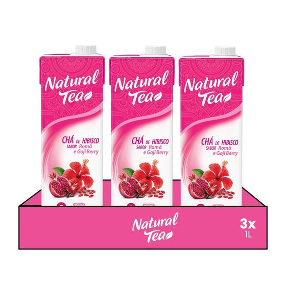 Imagem de Kit 3x Chá Hibisco com Romã e GojiBerri Natural Tea 1L