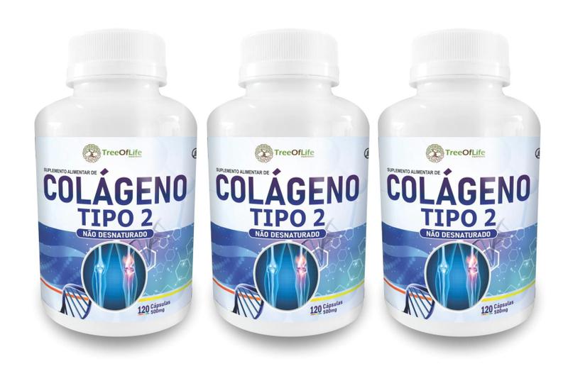 Imagem de Kit 3X Colágeno Nao Desnaturado Tipo 2 360 Capsulas Tree