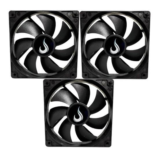 Kit 3x Cooler Fan Black Rise Mode para 120mm 12cm Molex 12v