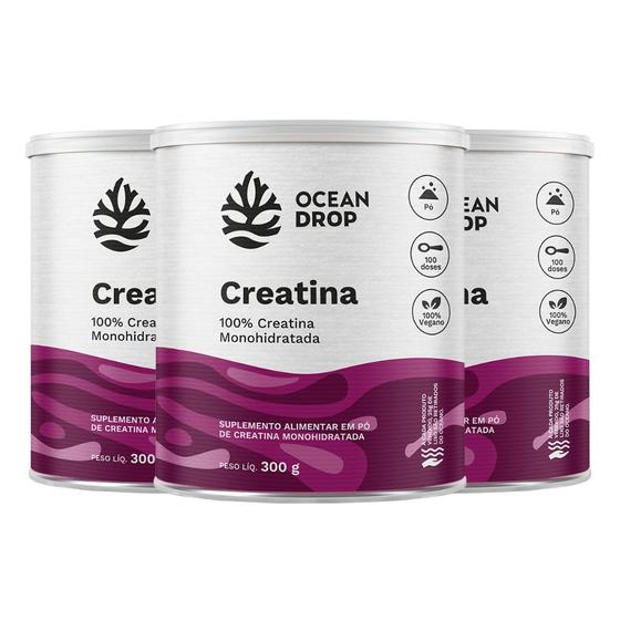 Imagem de Kit 3x Creatina Monohidratada Vegano 300g - Ocean Drop