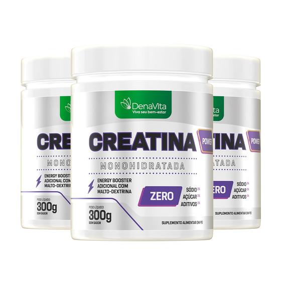 Imagem de Kit 3x Creatina Turbo Power X3 Monohidratada Creatine - Suplemento Em Pó 300G Cada - Denavita