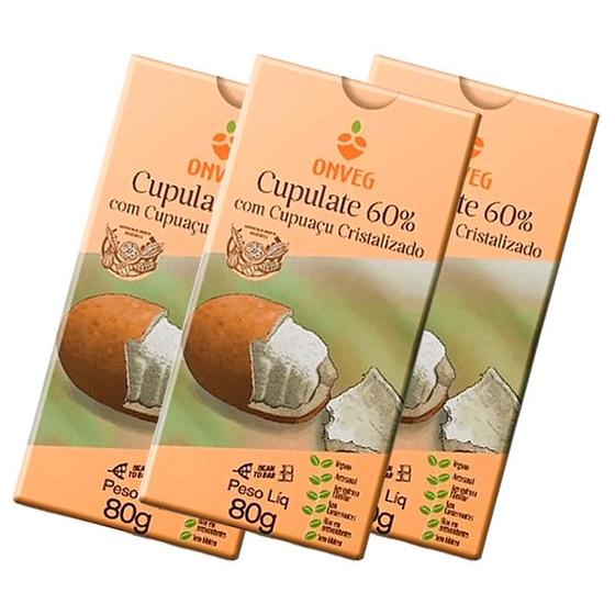 Imagem de Kit 3X: Cupulate 60% com Cupuaçu Cristalizado Onveg 80g