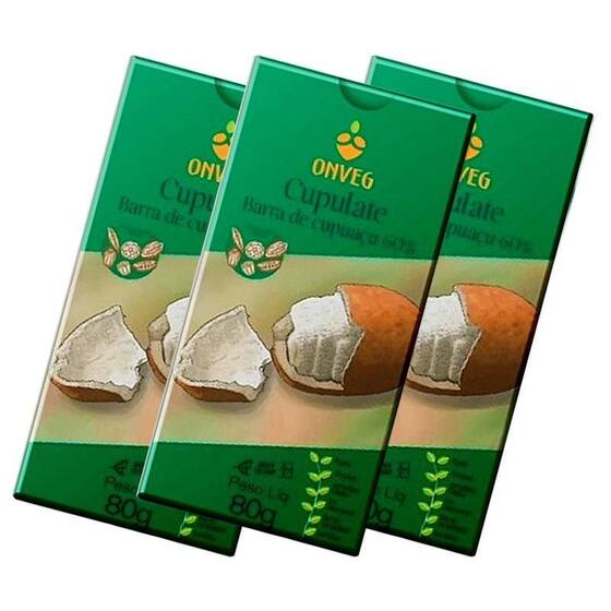 Kit 3X: Cupulate 60% Cupuaçu Com Açúcar Demerara Onveg 80G - Kit de ...