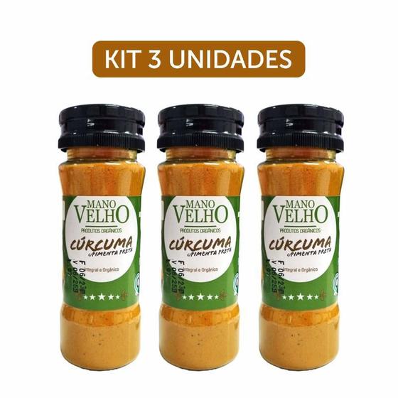 Imagem de Kit 3X: Cúrcuma com Pimenta Preta em Pó Orgânica Mano Velho 60g