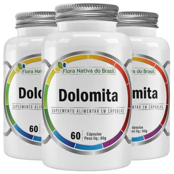 Imagem de Kit 3X Dolomita 1000Mg 60 Cápsulas - Flora Nativa