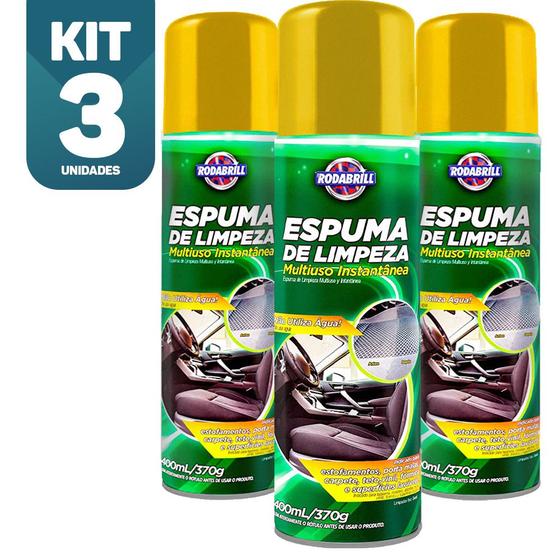 Imagem de Kit 3x Espuma Magica Limpeza Multiuso A Seco Lava Seco Carro
