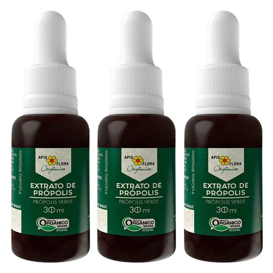 Imagem de Kit 3x Extrato de Própolis Verde Orgânico 16% 30ml - Apis Flora