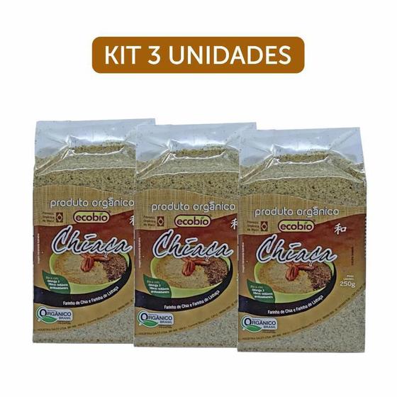 Imagem de Kit 3X: Farinha Chia E Linhaça Chiaça Orgânica Ecobio 250G