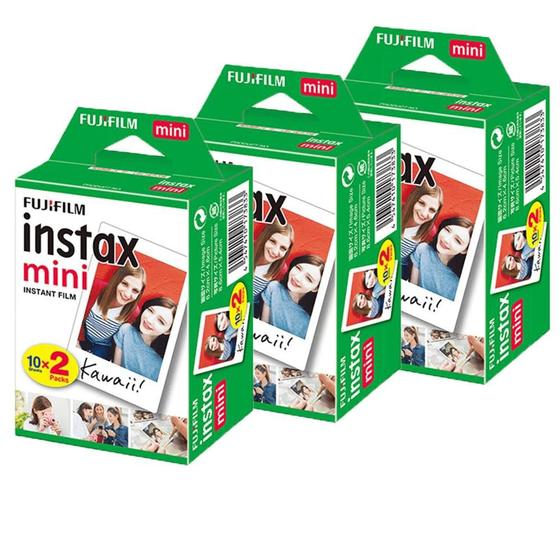 Imagem de Kit 3x Filmes Instax Mini Instantâneo Fujifilm 20 Unidades (60 Fotos)