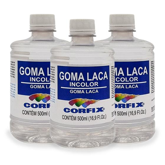 Imagem de Kit 3x Goma Laca Incolor 500ml Corfix