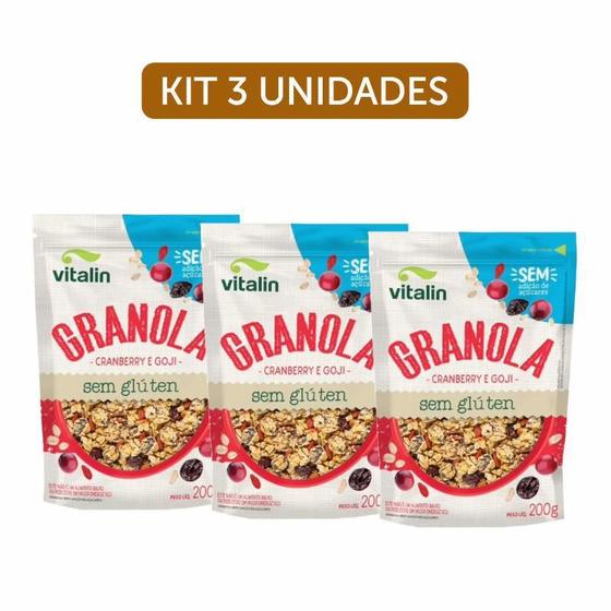 Imagem de Kit 3X: Granola Cranberry E Goji Zero Açúcar Sem Glúten