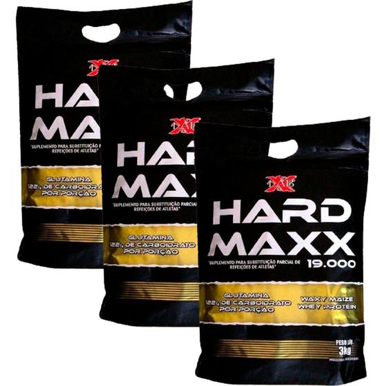 Imagem de kit 3x Hipercalorico Hard Maxx Xlab 9kg Ganho de massa e Proteina 