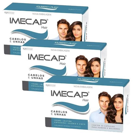 Kit 3x Imecap Hair Com 30 Cápsulas Vitamina Cabelos e Unhas Menor preço em Kit 3x Imecap Hair Com 30 Cápsulas Vitamina Cabelos e Unhas
