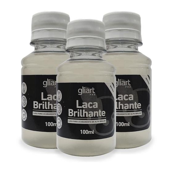 Imagem de Kit 3x Laca Brilhante 100ml Gliart