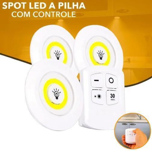 Imagem de Kit 3X Lâmpada Luminária Led Spot Sem Fio Controle Remoto