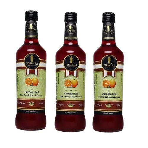 Imagem de Kit 3x Licor Fórmula Curaçau Red 720ml