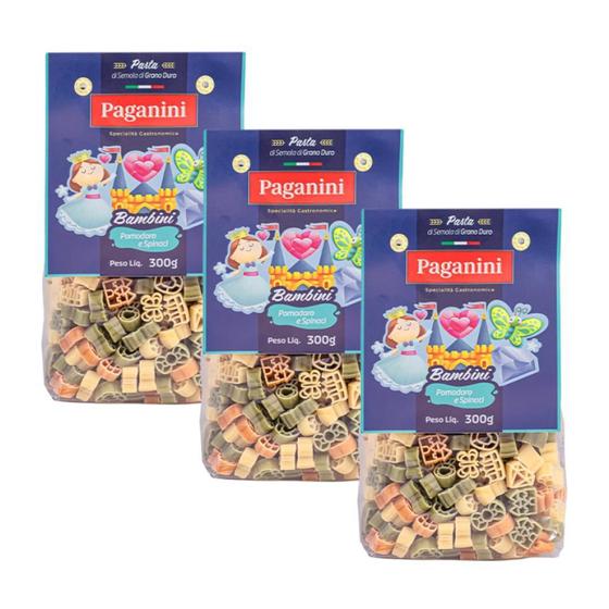 Imagem de Kit 3X: Macarrão Bambini Princesas Tricolore Paganini 300G