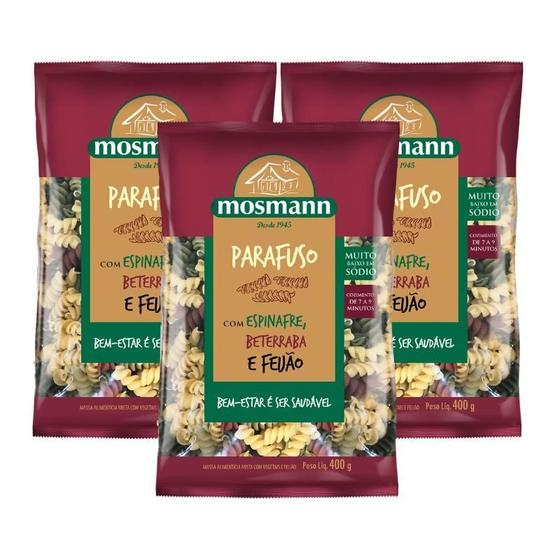 Imagem de Kit 3X: Macarrão Parafuso Com Vegetais Mosmann 400G