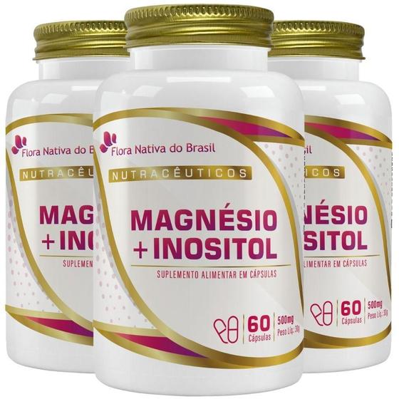 Imagem de Kit 3X Magnésio + Mio-Inositol 60 Cápsulas - Flora Nativa