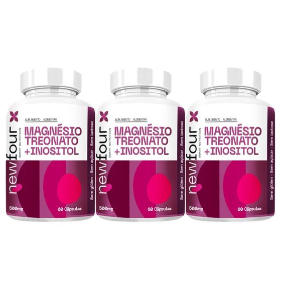 Imagem de Kit 3x Magnesio Treonato + Inositol 500mg 60 caps 