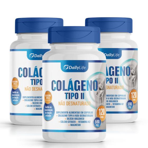 Kit 3x Melhor Colágeno Tipo 2 40mg 360 Caps 690mg - Daily Life ...
