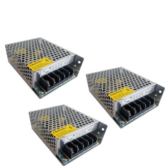 Imagem de Kit 3X Mini Fonte Chaveada Colmeia 12V 5A 60W Cftv Fita Led