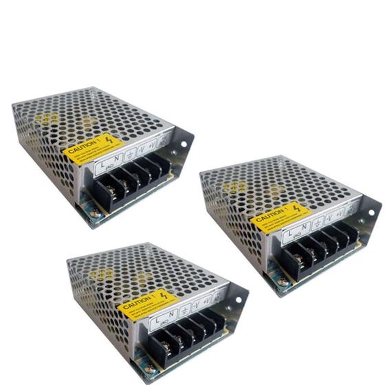 Imagem de Kit 3x Mini Fonte Chaveada Colmeia 12v 5a 60w Cftv Fita Led