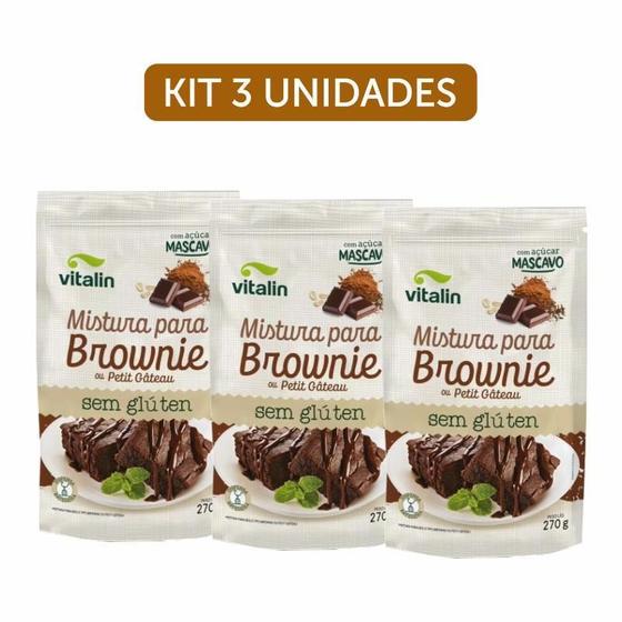 Imagem de Kit 3X: Mistura Para Brownie Sem Glúten Vitalin 270G