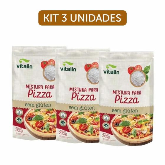 Imagem de Kit 3X: Mistura Para Pizza Sem Glúten Vitalin 200G