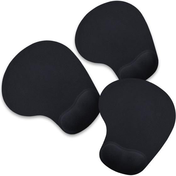Imagem de Kit 3x Mouse Pad Ergonômico com Apoio de Punho Topget Preto