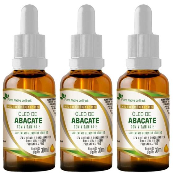 Imagem de Kit 3X Óleo Abacate Vitamina E Em Gotas 30Ml - Flora Nativa