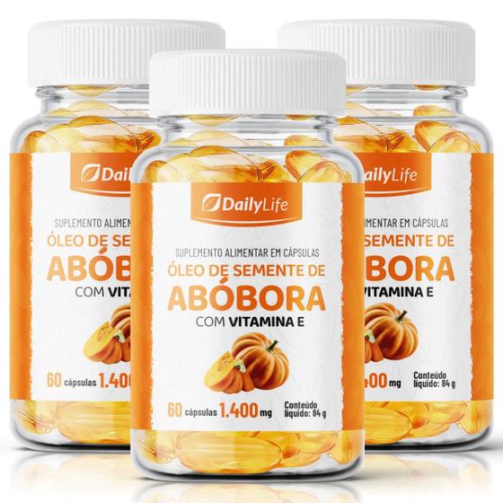 Imagem de Kit 3x Oleo de Semente de Abobora com Vitamina E  Cápsulas Softgel Rico em Antio xidantes Ácidos Graxos e Livre de Glúten para Adultos