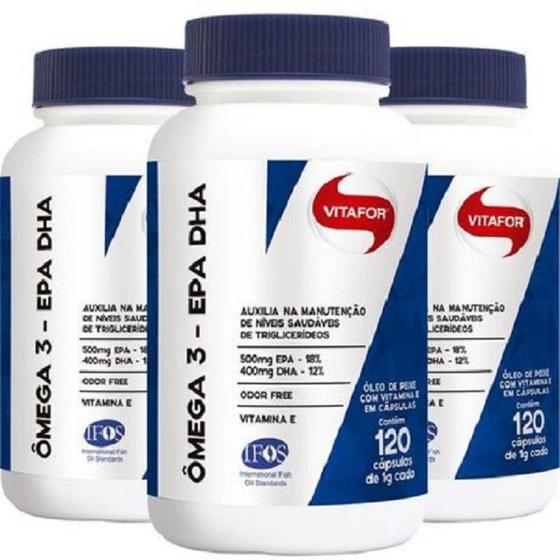 Kit 3x Ômega 3 Vitafor Omegafor Epa Dha C/120 Cáps Óleo De Peixe