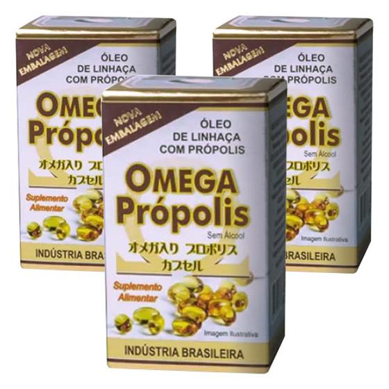 Imagem de Kit 3x Ômega Própolis (250mg) 100 Cápsulas - Apis Brasil