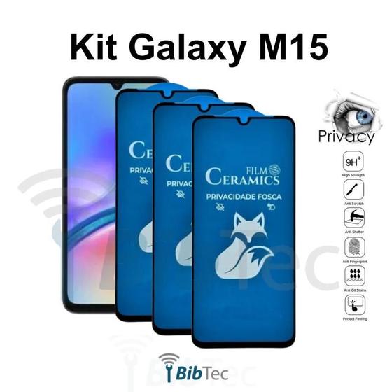 Imagem de Kit 3x Películas Fosca Privacidade de Cerâmica para Samsung Galaxy M15