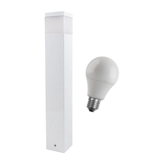 KIT 3X Poste luminária jardim balizador 50cm E27 branco + LED 12W branco frio st222 Menor preço em KIT 3X Poste luminária jardim balizador 50cm E27 branco + LED 12W branco frio st222