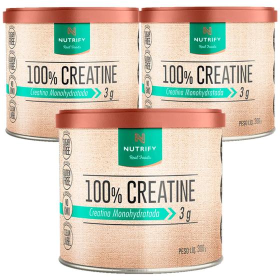 Imagem de Kit 3x Potes 100% Creatine -Creatina Pura Monohidratada Suplemento Alimentar em pó 100% Pura 300g Original
