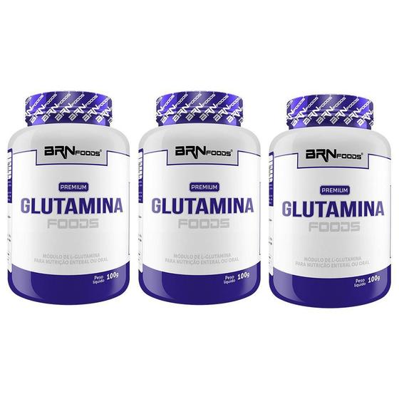 Imagem de Kit 3X Premium Glutamina 100G - Brn Foods