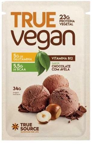 Imagem de Kit 3X: Proteína True Vegan Chocolate com Avelã Sachê True Source 34g