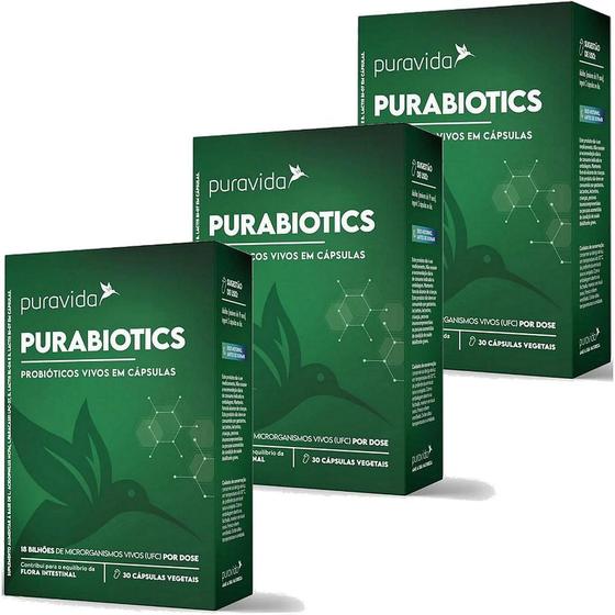 Imagem de Kit 3x Purabiotics Probióticos Vivos Em Caps - 30 Caps cada - Pura Vida