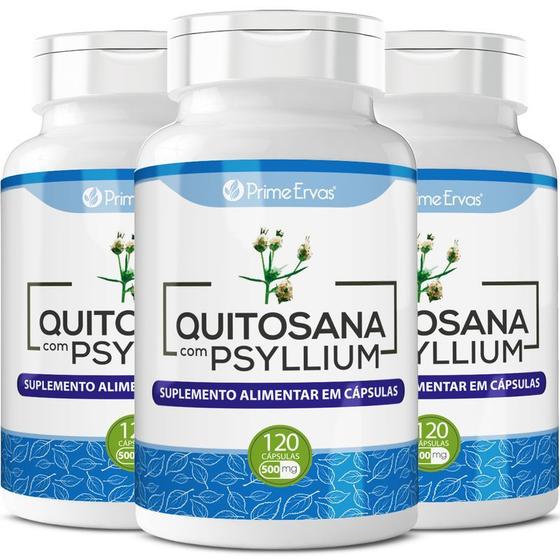 Kit 3X Quitosana com Psyllium 120 cápsulas - Prime Ervas - Quitosana ...